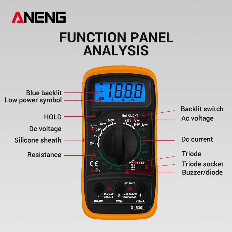 ANENG XL830L цифровой ЖК мультиметр Цифровой профессиональный Электрический