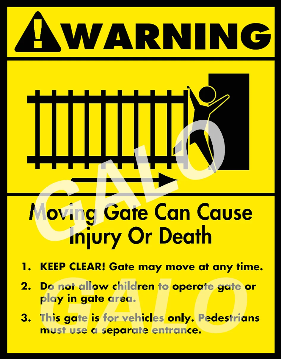 

GALO SLIDING GATE / SWING GATE /BARRIER GATE WARNING SIGN For automatic doors