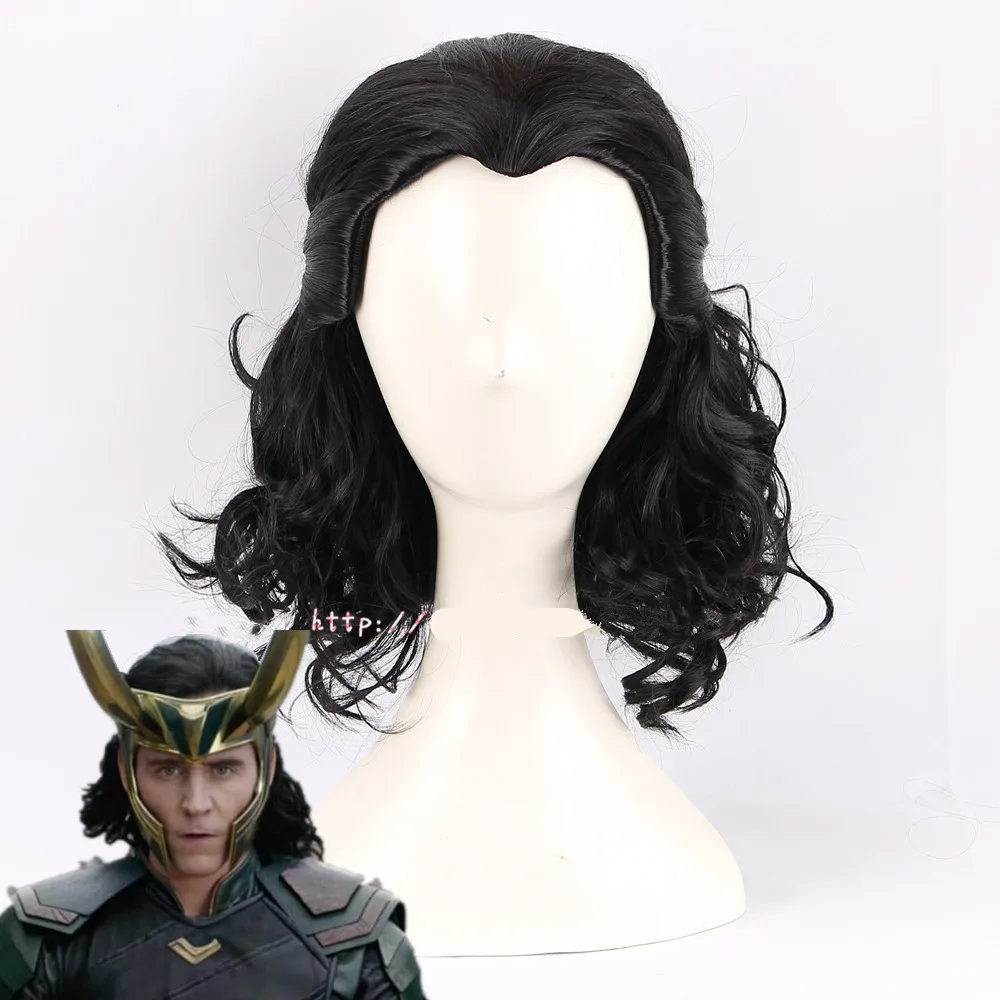 Halloween Mens Loki cosplay wig Loki Black Wavy Styeld Hair Comic Loptr role play wig costumes