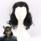 Парик Loki мужской для косплея, парик черного цвета с волнистыми волосами в стиле комиксов, ролевые костюмы