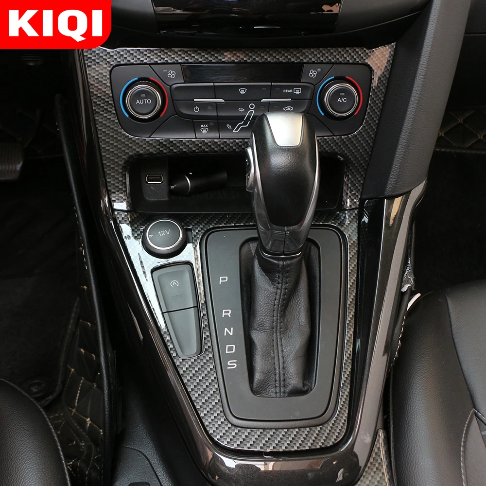 Аксессуары KIQI для Ford Focus 3 MK3 2015 - 2018 ST, наклейки на внутреннюю панель переключения передач в цвете углеродного волокна из АБС, левостороннее расположение руля.