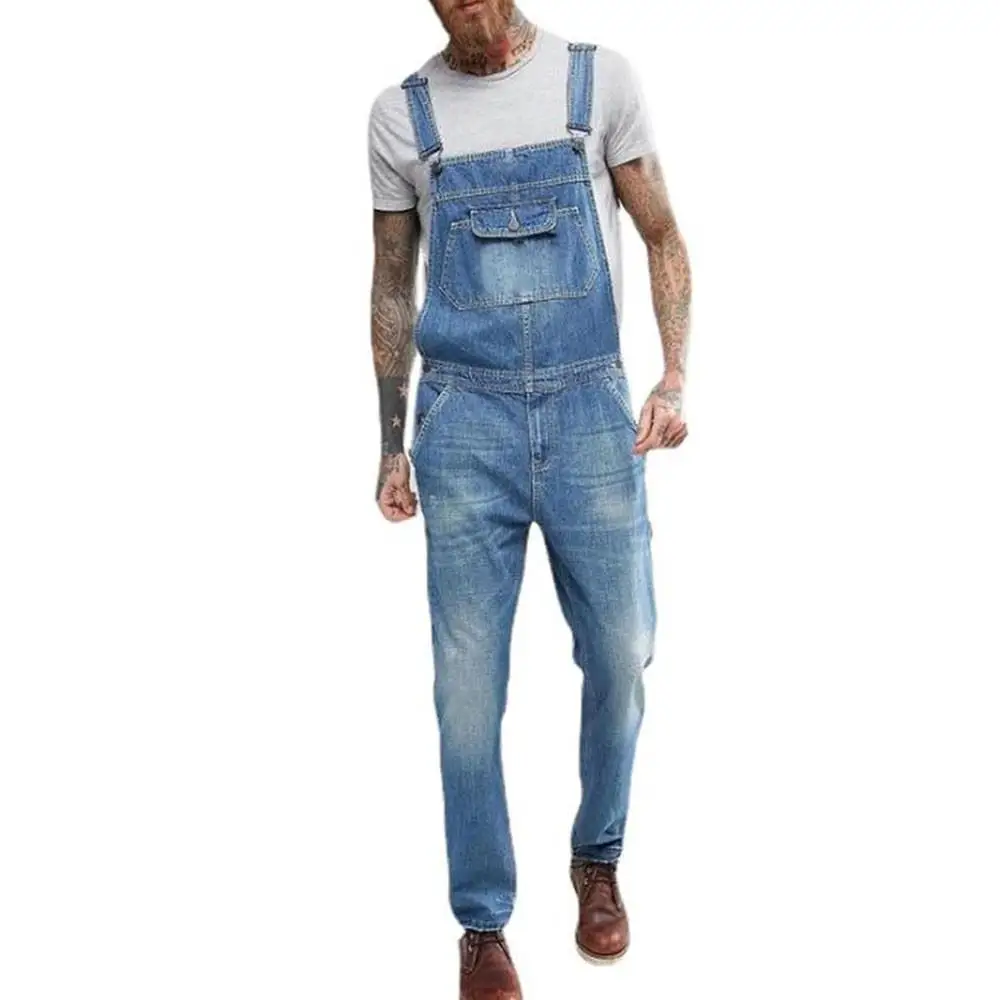 

Men's Denim Suspenders Pants Overalls Casual Blue Jeans Sleeveless Jumpsuit Rompers