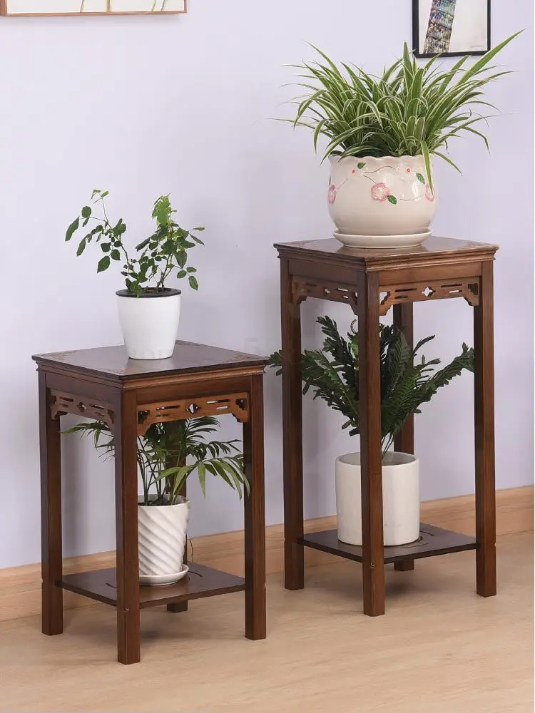 Подставка для цветов из массива дерева в китайском стиле Бамбуковая полка одного