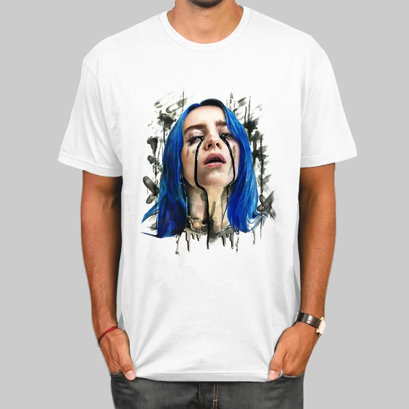 D Billie Eilish мужские футболки с круглым вырезом и принтом, модные мужские и женские топы, футболка с коротким рукавом, футболка унисекс - Цвет: D
