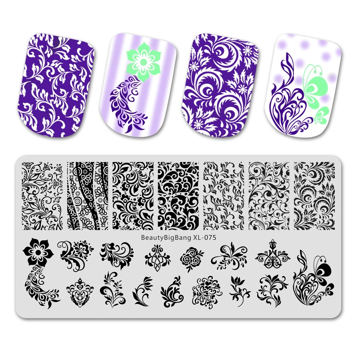 

6*12cm BeautyBigBang Stamping Plates Nail Art Flower Fern Leaves Butterfly Image Autumn Theme Nail Stamps Templates