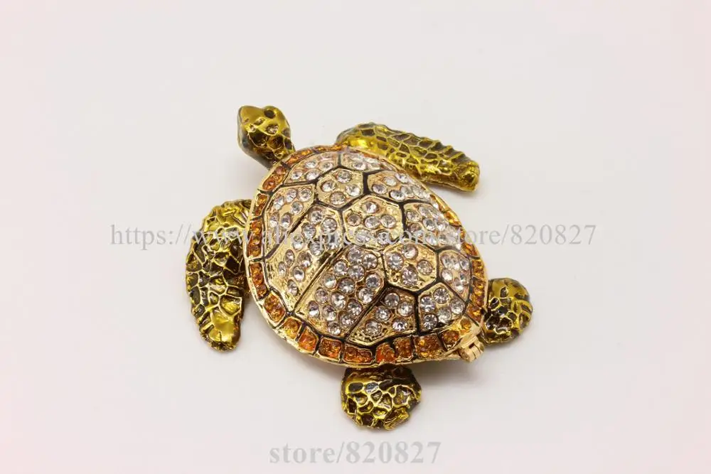 Trinket Turtle Shape Jewelry Box Turtle Trinket Jewelry Box with Crystals Turtle Collectible Crafts