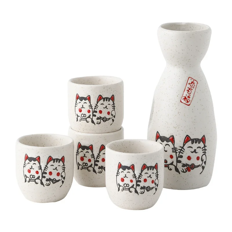 

5Pcs/Lot Japan Porcelain Vintage Ceramic Pot Flagon Liquor Spirits Cups Set Kitchen Dining Bar Drinkware Japanese Sake Wine Set