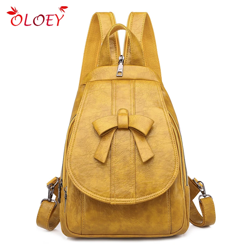 Женский рюкзак из вощеной кожи многофункциональная нагрудная сумка с бантом