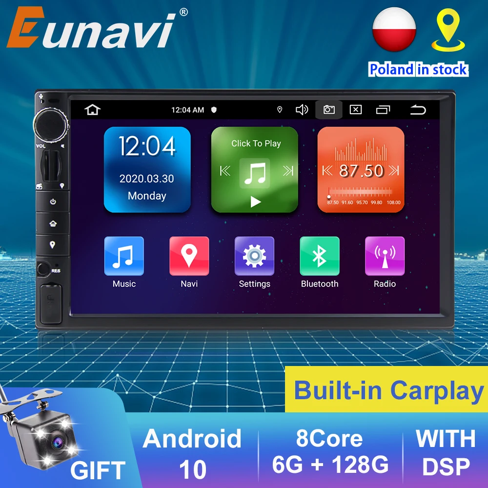 Автомагнитола Eunavi 2 Din 7 дюймов Android 10 GPS навигация|Автомагнитолы| |
