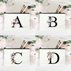 Сумка-Органайзер для косметики, с принтом розовых роз, алфавит A-Z, холщовая, на молнии, повседневная, портативная, хранение кошелек, эко