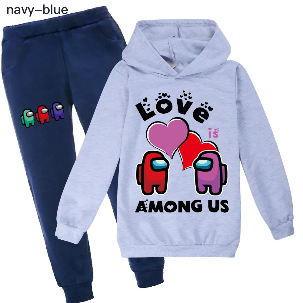 

Boy And Girl Clothing Sets Long-Sleeved Hoodie Suit Spring Among Us Cute Anime Print Suit Outdoor Sportswear 2-Piece Suit 2-16Y