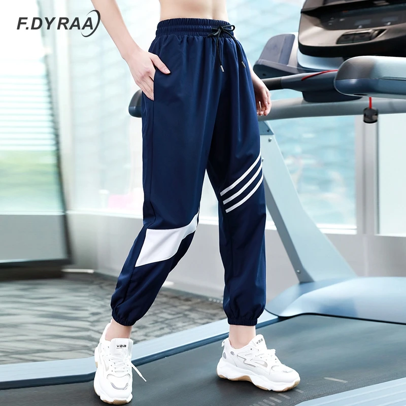 F.DYRAA спортивные черные брюки с завязками на талии для пробежек женщин 2020 открытый