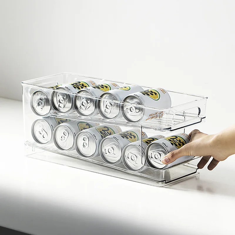 

Refrigerator storage box transparent fresh-keeping refrigerated drawer rolling beer beverage layered storage box