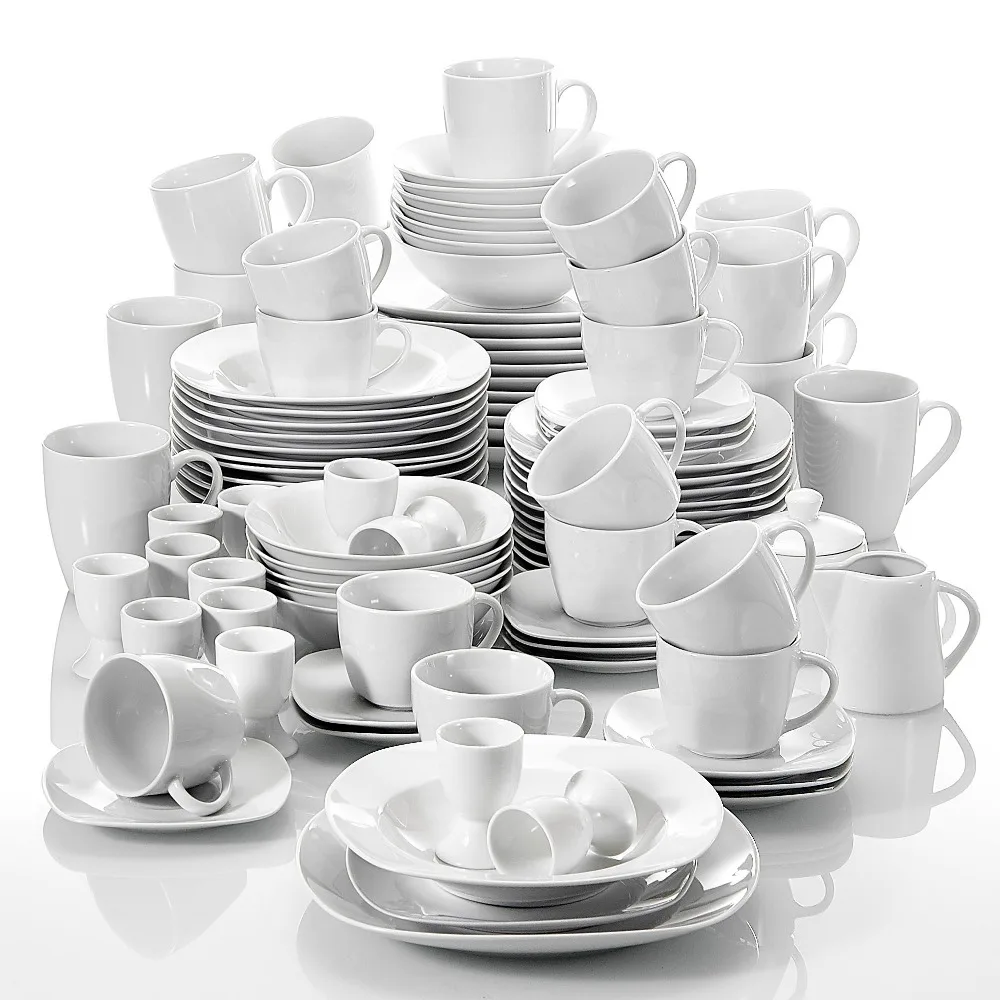 Bestellen MALACASA Serie Elisa 100 Stück Abendessen Set Mit Tassen, Untertassen, Tassen, Ei Tasse, Getreide Schalen, Dessert Suppe Teller Gesetzt
