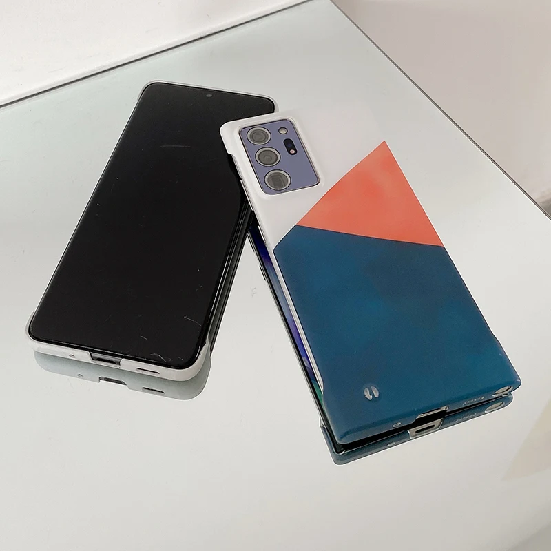 ultrathin matte hard pc frameless phone case for samsung glaxy s20 fe s21 ultra note 20 10 colorful geometry splice back cover free global shipping