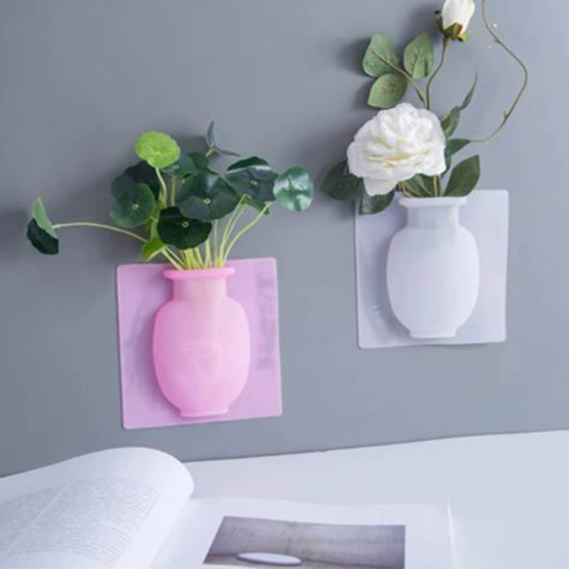 

Magic Silicone Sticky Vase Flower Plant Wall Fridge Container Bottle Storage DIY Home Decoration Easy Removable