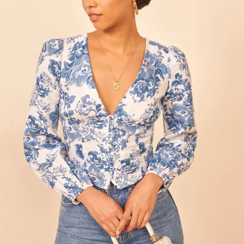 

Blusas Mujer De Moda 2020 White Floral Blouse Shirt Long Sleeve Womens Tops And Blouses Women Shirt Blouse