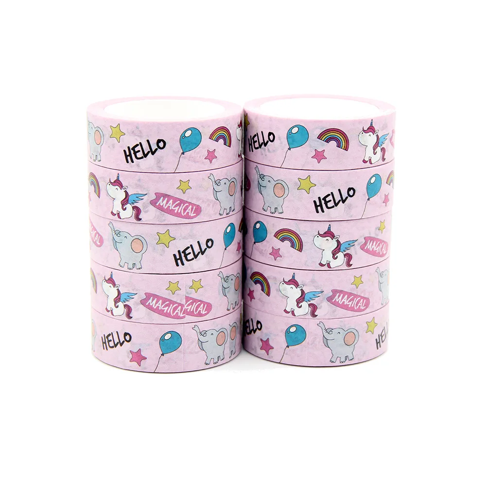 

NEW 10pcs/Lot 15mm x 10m Colorful Doodle Animals Words Pattern Horse Washi Tape Scrapbook Paper Masking Adhesive Washi Tape