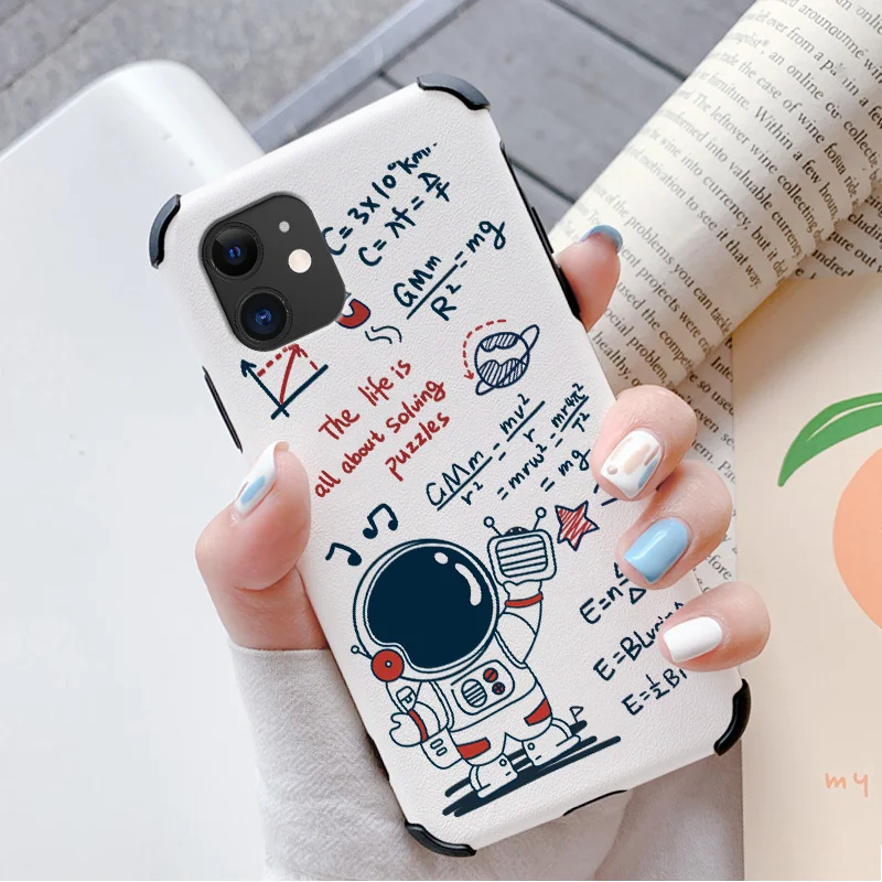 

Anti fall Astronaut Cartoon Case For iPhone 12 Pro Max 11 X XS XR XSMAX SE2020 8 8Plus 7 7Plus 6 6S Plus Liquid Silicone Cover