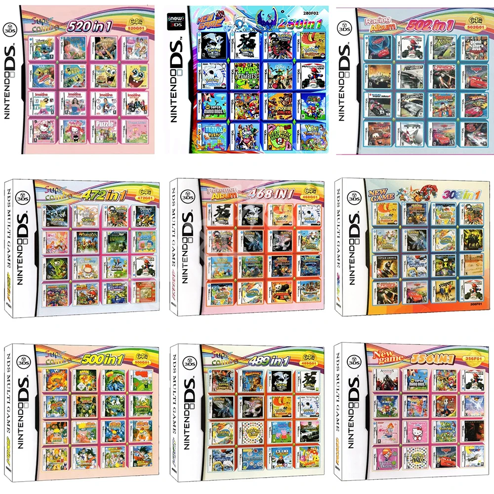 

Картридж для NDS NDSL 2DS 3DS 3DSLL NDSI, 482 в 1