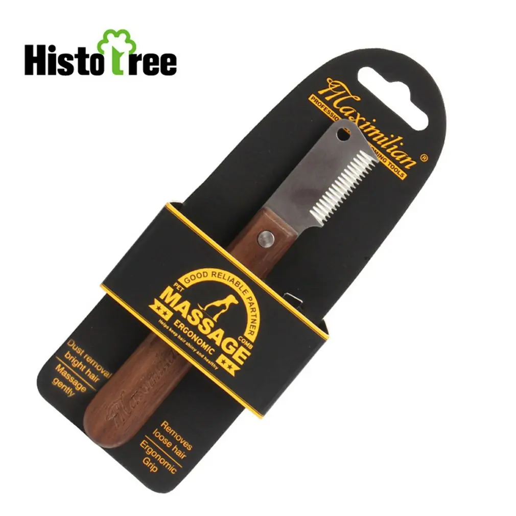 

Professional Dog Comb Stainless Steel Wooden Handle Dogs Lint Shedding Trimmer Brushes Pet Brush Combs Cleaning Tool