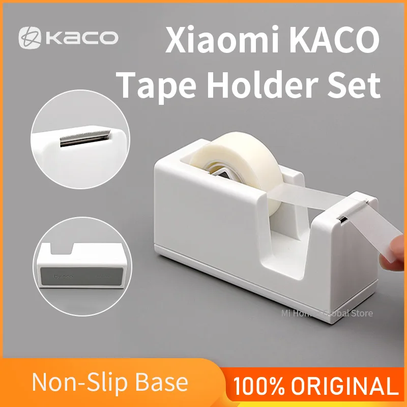 Kaco Tape Dispenser Non-Slip Base Tape Cutter Holder With 2 Rolls Tapes Stationery For Office School Home