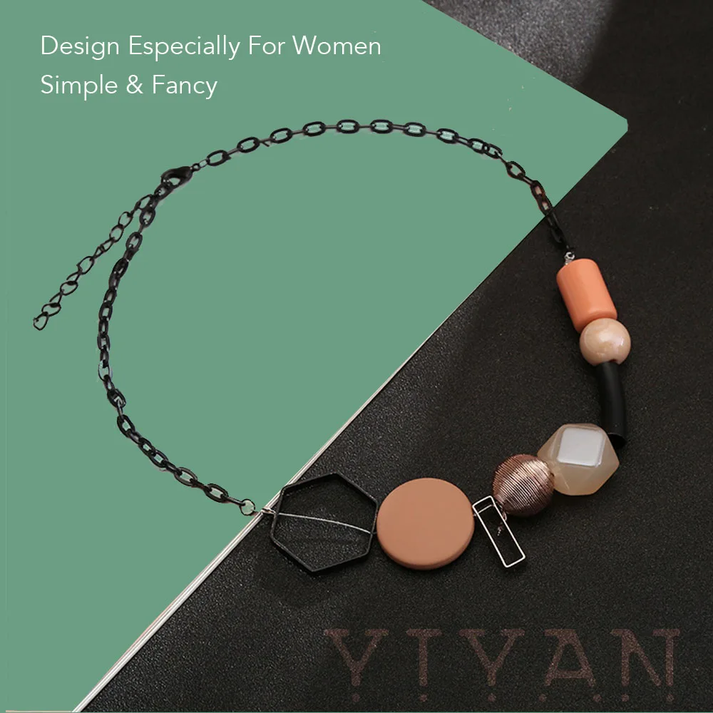 

YiYan Beaded Clavicle Chain Irregular Graphic National Style for Women Fashion Fine Accessories Gift