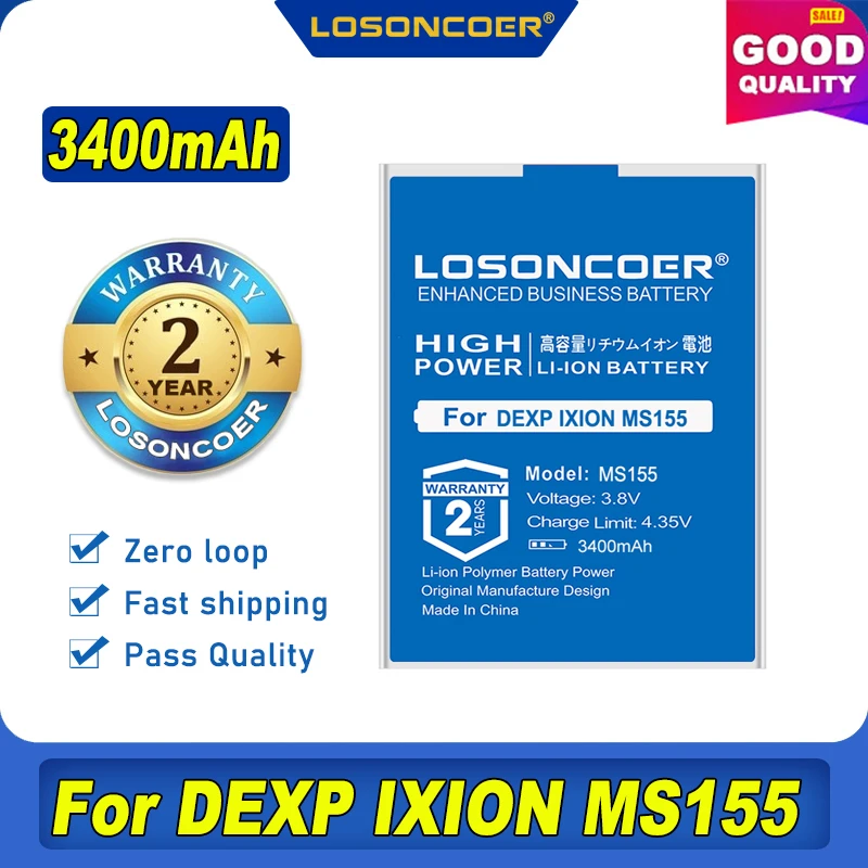 100% Оригинальный аккумулятор LOSONCOER 3400 мАч MS155 для DEXP IXION | Мобильные телефоны и