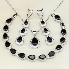 Комплект из колье и серёг серебра 925 пробы с фианитом|jewelry sets for
