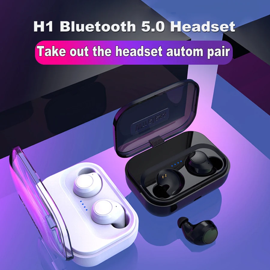 Bass Bluetooth наушники беспроводные наушники TWS 5,0 мини наушники с микрофоном зарядная коробка Спортивная стереогарнитура для мобильного телефона