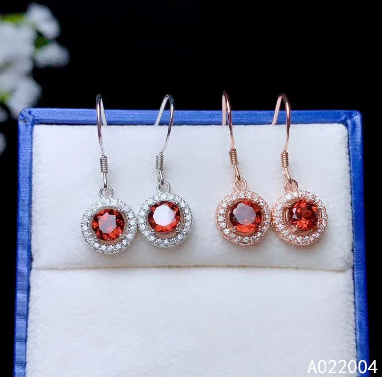 

KJJEAXCMY Fine Jewelry 925 sterling silver inlaid natural garnet female earrings Eardrop noble support detection