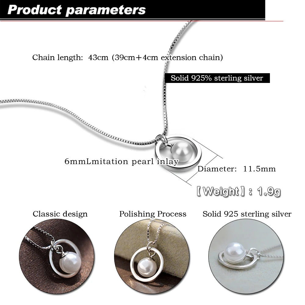 Высокое качество жемчужное ожерелье для женщин 100% Стерлинговое Серебро 925 пробы