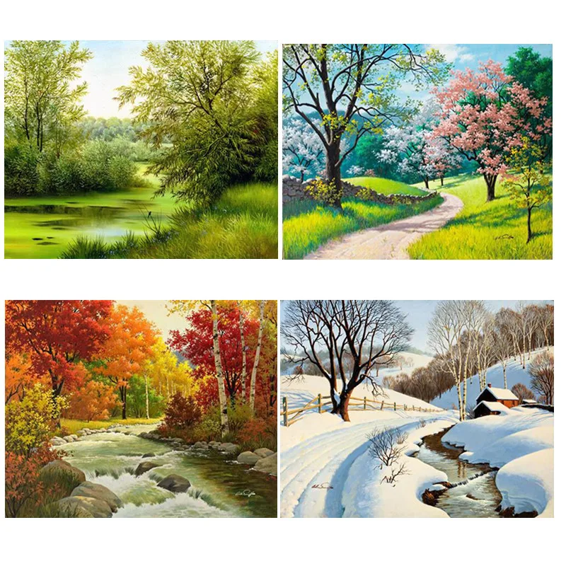 5D Сделай Сам Круглый Полный алмаз вышивка крестиком весна лето наборы для