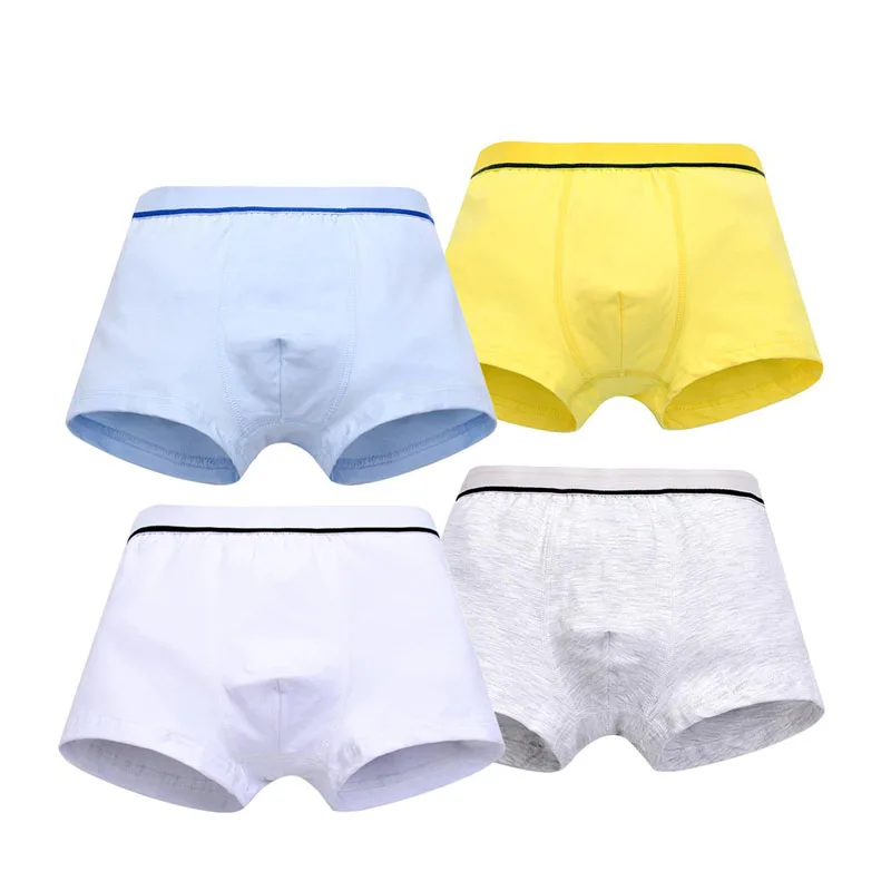 Нижнее белье для мальчиков 4 шт./упак. Детские хлопковые Однотонные трусы-боксеры