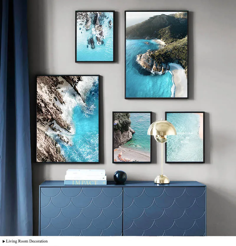

Scandinavian Seascape Poster Print Coastline Sea Beach Canvas Wall Art Picture Painting Home Decoration Nature Landscape Nordic