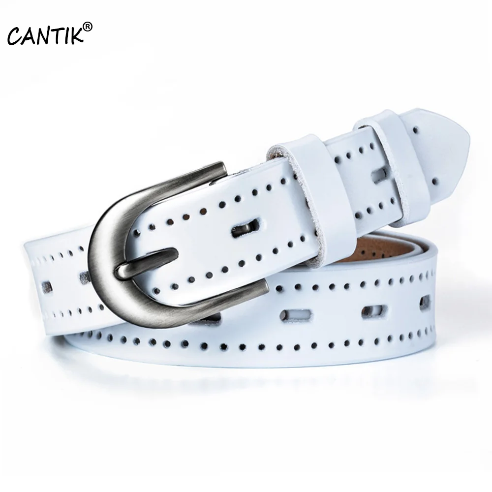 CANTIK Fashion Design Hole Pattern Women's Quality Real Genuine Leather Belts Clothing Decorative Jeans Accessories 2.8cm FCA094