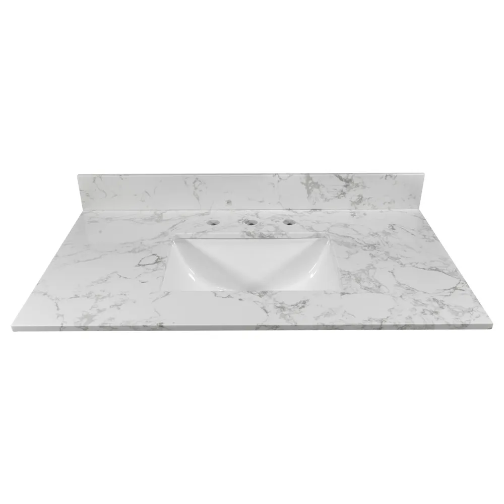 

31 Inch Btahroom Vanity Top Stone With Rectangle Undermount Ceramic Sink Back Splash For Bathroom Cabinet Kicthen Furniture
