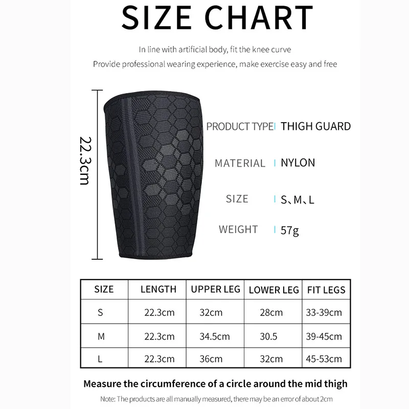 

1 PCS Thigh Sleeves Brace Knitted Compression Leg Sleeve Legwarmer Fitness Running Pressurized Guard Muscle Strain Protector