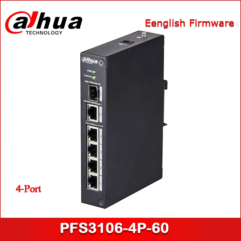 Dahua PoE коммутатор PFS3106 4P 60 4 Порты и разъёмы питания через ethernet