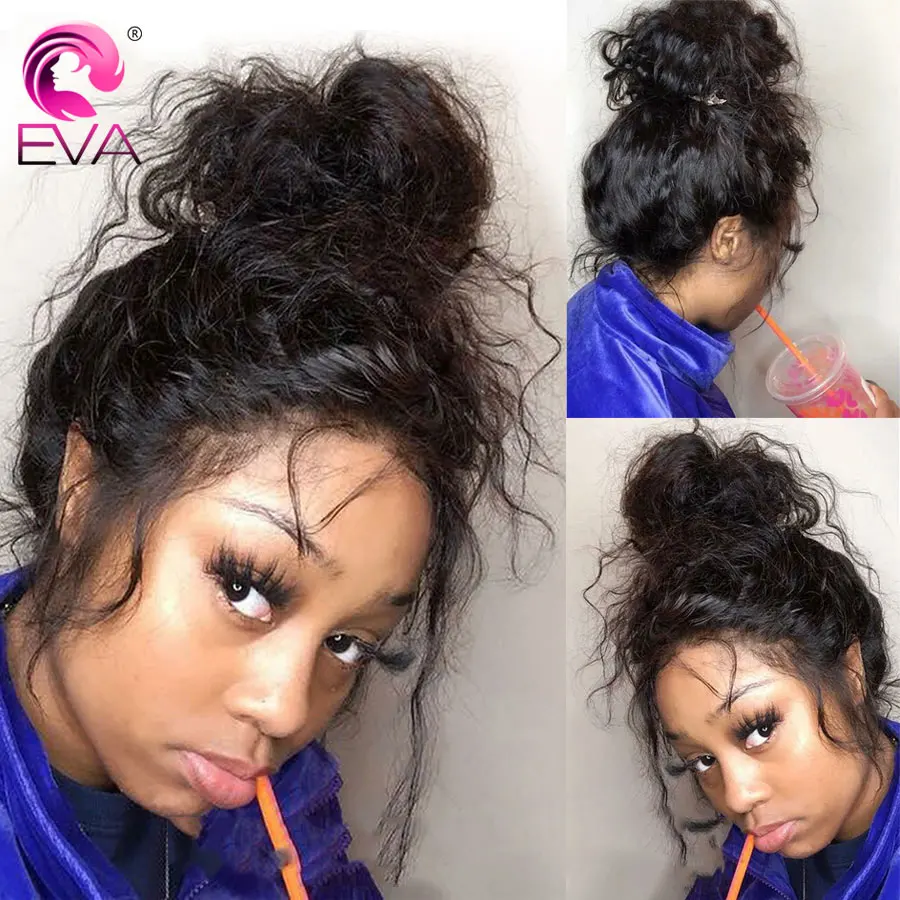Эва волосы 360 синтетический фронтальный человеческие парики бесклеевая