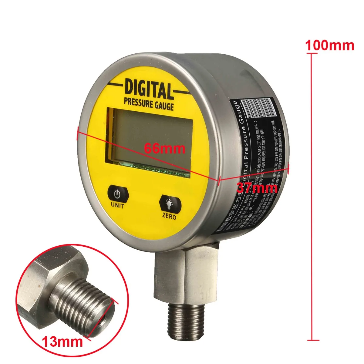 

Pressure Gauges Digital Display Oil Pressure Hydraulic Pressure Test Meter 3V 250BAR/25Mpa 2 Points Thread for Gas Oil Water