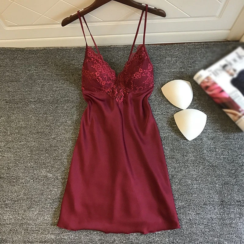 Шелковая ночная рубашка одежда для женщин атласное сексуальное женское