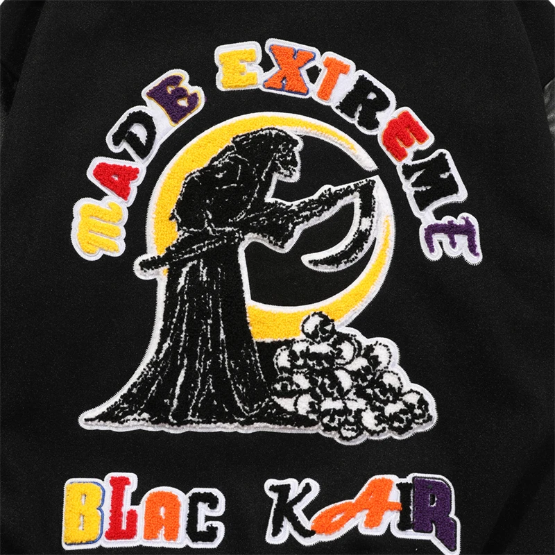 Куртка мужская и женская из искусственной кожи с вышивкой черепа в стиле хип-хоп