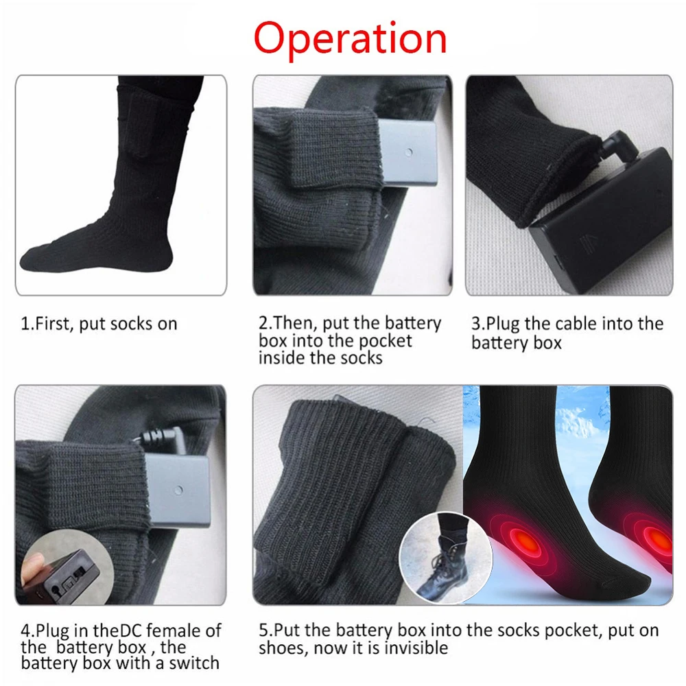 

Electric Charging Battery Heated Cotton Socks Feet Thermal Winter Warmer Foot Sock Cycling Skiing Unisex Motorcycle Accessories