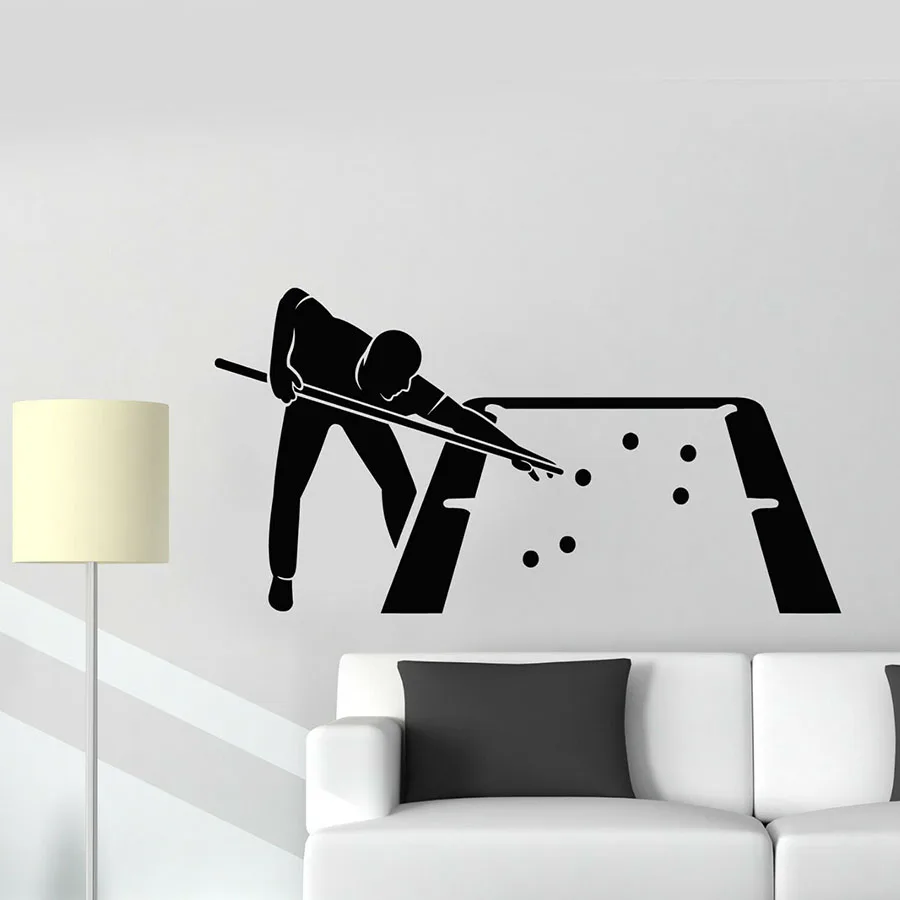 Виниловая наклейка на стену Бильярд хобби Спорт Досуг Cue плеер наклейки окно