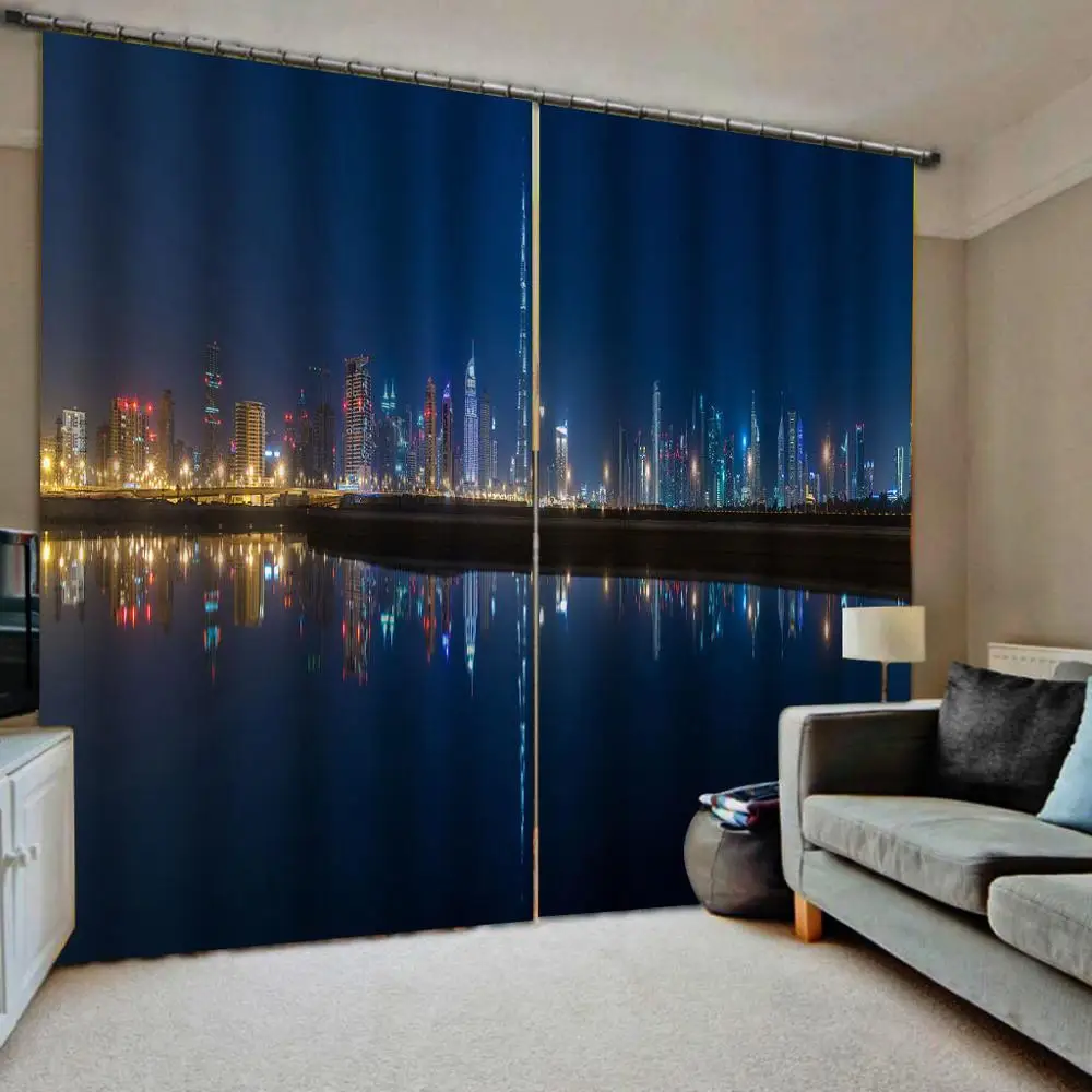 

Modern Home Decor Curtains Blackout Sheer Curtains For Living Room Bedroom Window Drapes night view Blinds Cortinas