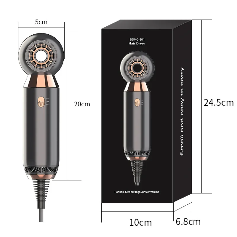 

Mini Bladeless Hair Dryer Strong Wind Salon Dryer Hot Air Brush Cold Air Wind Negative Ionic Hammer Blower