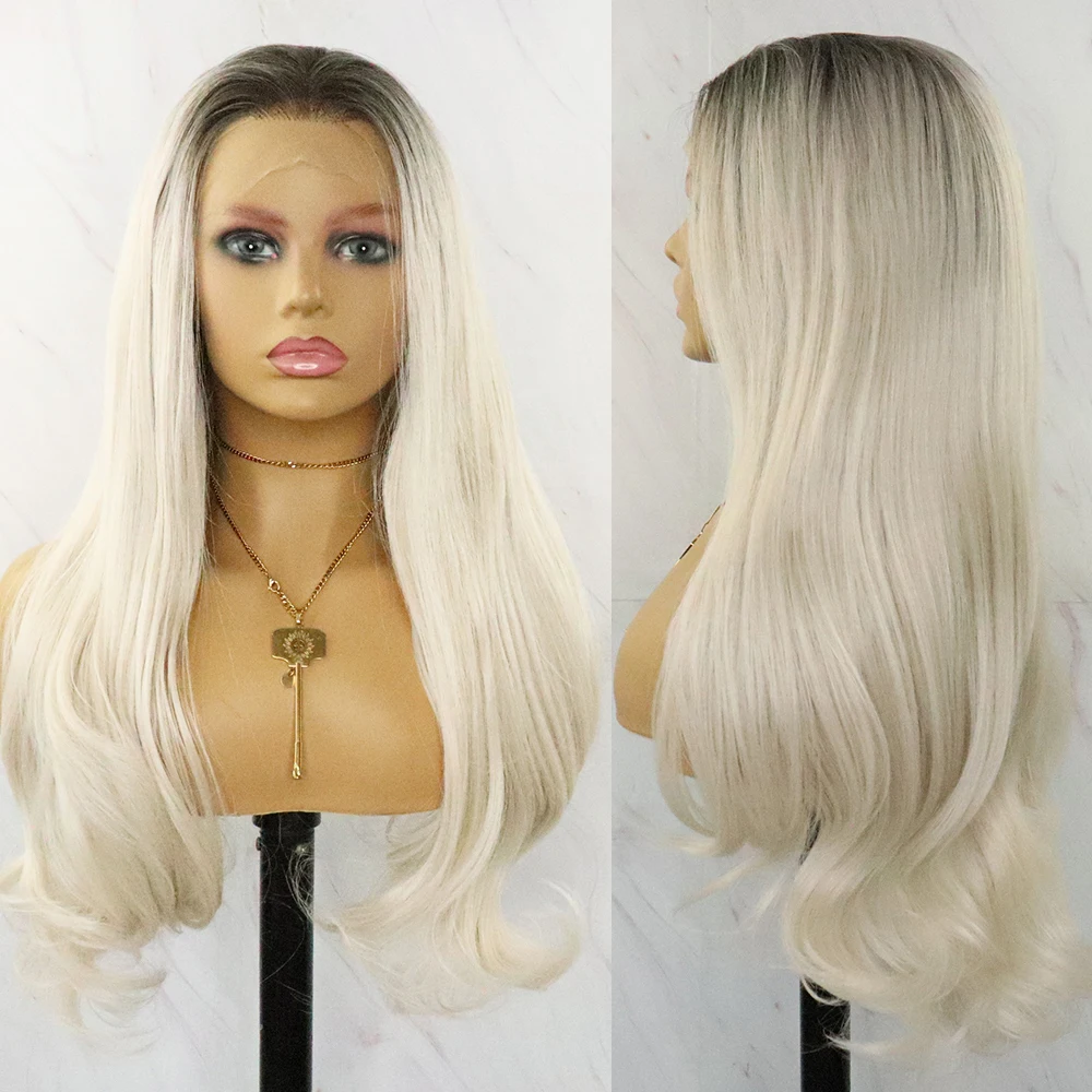 Long Body Wavy Gluesless Wigs Futura Fiber Hair 13x4inch Heat Resistant Synthetic Lace Front Wigs For Black Women