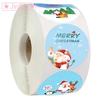 500 Labels Merry Christmas Stickers Round Holidays Stickers for Xmas Thank you Greeting Cards Sealing Gift Decoration Stickers