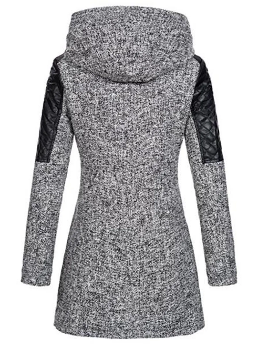 

Women Winter Hooded Jacket Coat Autumn Zipper Slim Outerwear Fashion Patchwork Black Female Warm 3XL Plus Size Long Coats Lady